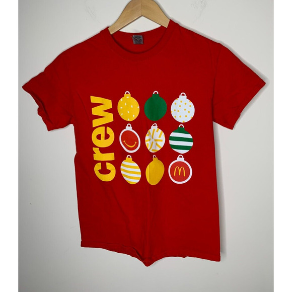 Gildan Other - McDonalds Shirt Mens Small Red Christmas Employee Work Ornaments Crew Holiday